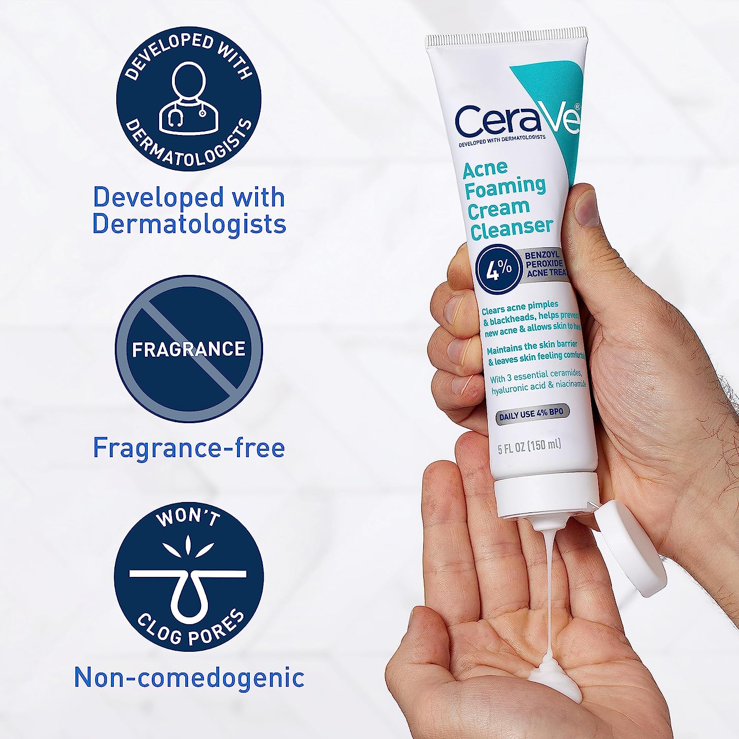 CeraVe Acne Foaming Cream Cleanser with 4% Benzoyl Peroxide - Buy Now Pakistan