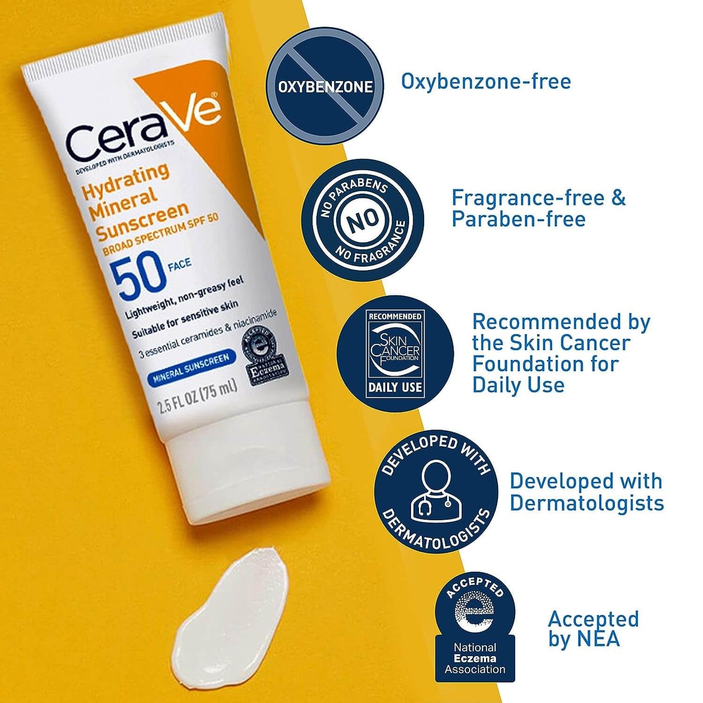 CeraVe | 100% Mineral Hydrating Sunscreen SPF 50 | 75ml / 2.5oz - Buy Now Pakistan