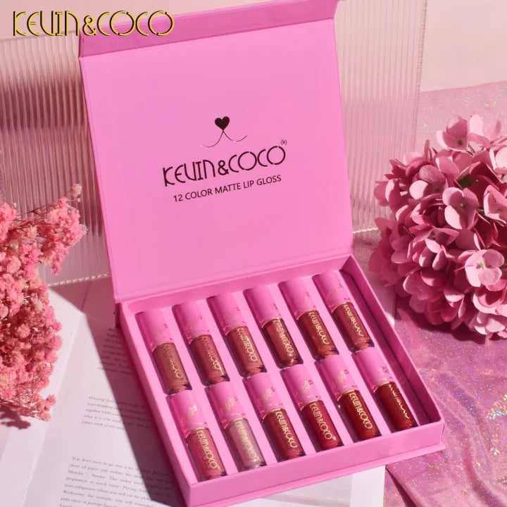 Kevin & Coco | 12-Color Lipgloss Set – High-Shine, Hydrating Glosses for Every Look - Buy Now Pakistan