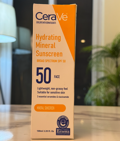 CeraVe Hydrating Mineral Sunscreen SPF 50 Face